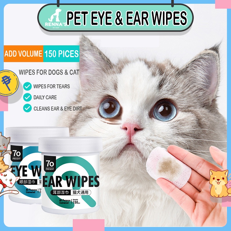 Renna's 150pcs Pet Eye & Ear Wipes For Dogs Pet Wipes Cat Wipes For Cat ...