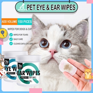 Renna's 150pcs Pet Eye & Ear Wipes For Dogs Pet Wipes Cat Wipes For Cat Tear Stain Remover Pet