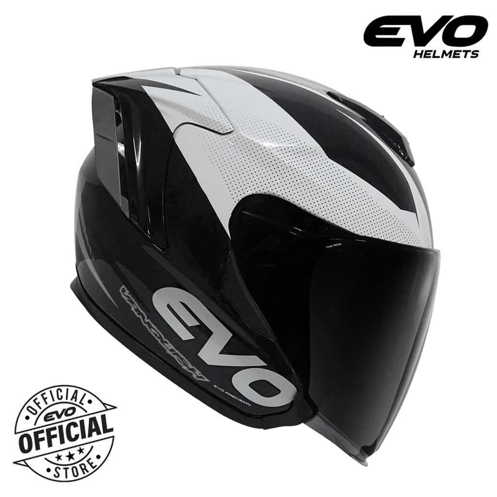 EVO Rx-5 Vanquish Half Face Dual Visor Helmet - Black & Gray | Shopee ...