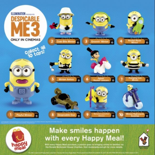 despicable me 3 mcdonald's toys
