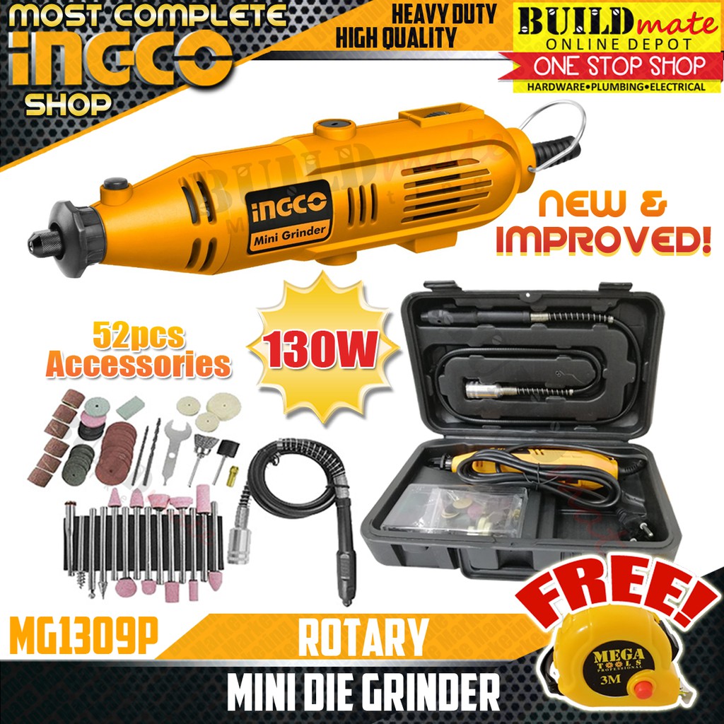 INGCO Mini Drill Rotary Die Grinder with 52pcs Accessories MG1309P