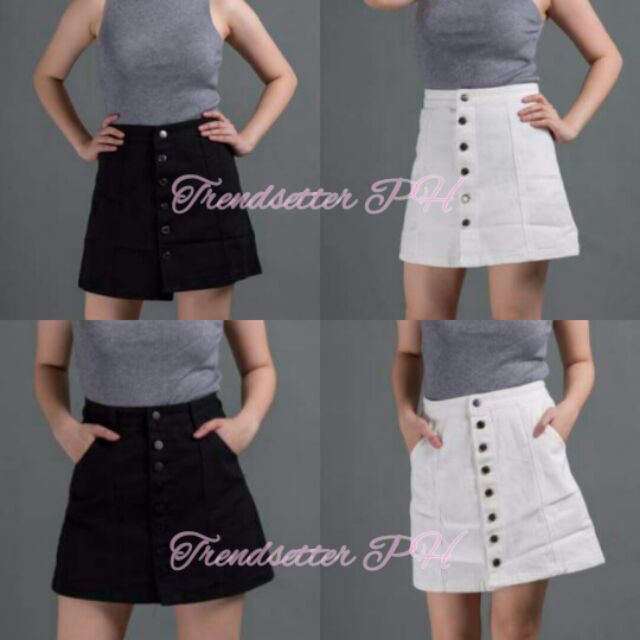 h&m white denim skirt