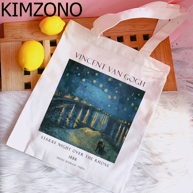 Van Gogh shopping bag bolso grocery cotton jute bag bolsas de tela tote