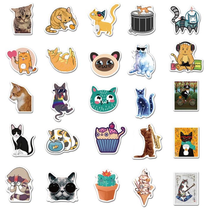 Cute cat] Super Cute chibi cat sticker set, waterproof rough ...