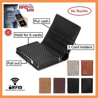 Card Wallet Rfid Blocking Wallet Genuine Leather Card Holder for Men Smart Money Clip Compact Money