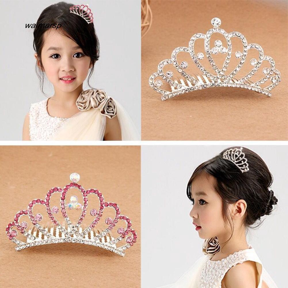 Wedding Prom Baby Girl Kid Tiny Rhinestone Small Crown Hair Comb