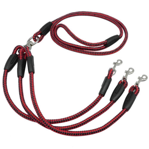 Strong Nylon Braided 3 Way Pet Dog Couplers lead / Long Woven Coupler ...