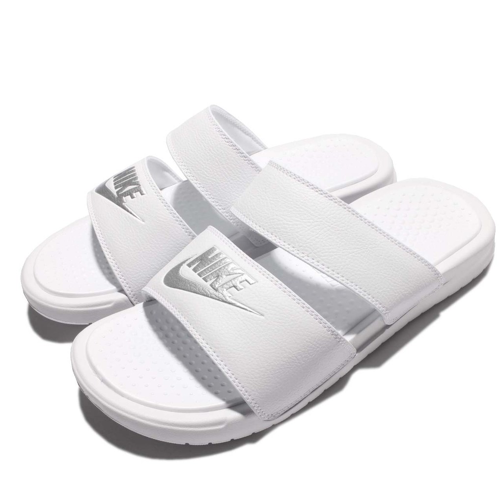 all white nike slippers