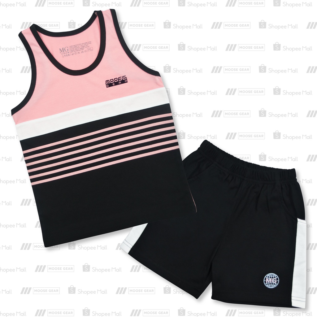 Moose Gear Salmon Pink Combi Sando With Black Short set - Boys (SDS-P ...