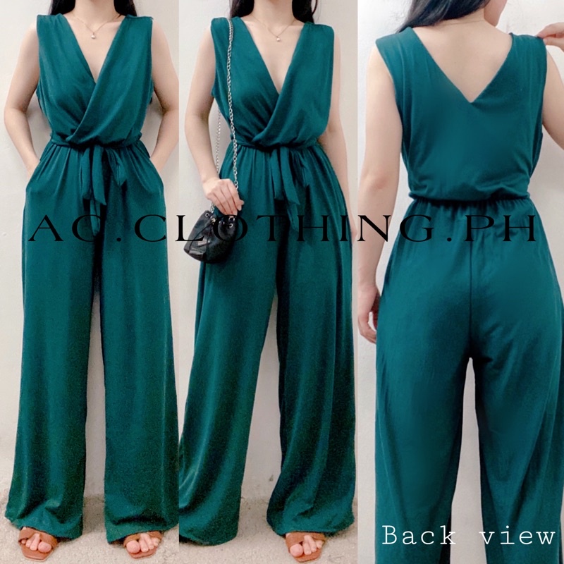 CATRIONA OVERLAP WIDE LEG JUMPSUIT W/ 2 SIDE POCKET (BY AC.CLOTHING.PH) Shopee Philippines