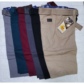 YCC SHORTS  Plain Casual Four Pockets Cargo Shorts For Men With Belt with Good Quality