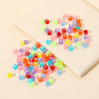 100pcs Letter Acrylic Beads Square Loose Alphabet Spacer Beads for Bracelet Making Jewelry Diy Necklace Accessories