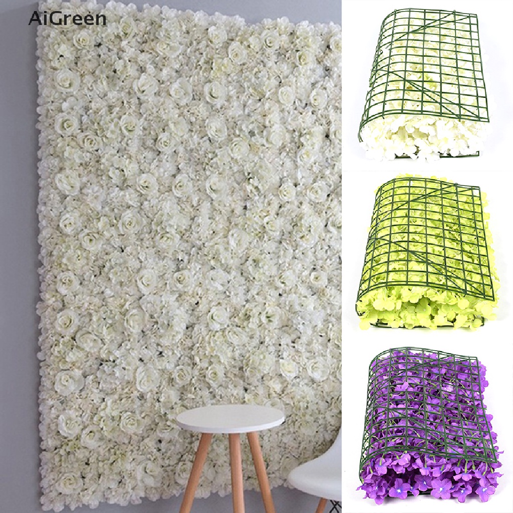AiGreen 60X40CM Artificial Hydrangea Flower Wall Panels Wedding Venue Backdrop Party Dec .
