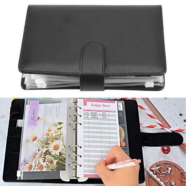 25Pcs A6 PU Leather Budget Binder Set, Binder Cover Personal Planner