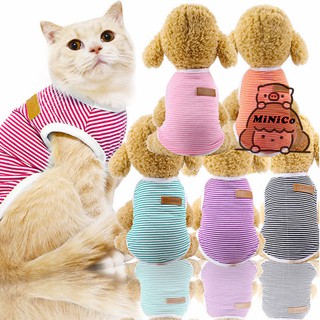 MiNiCo~Cat Pet Dog Clothes Cotton Striped Vest Spring And Summer