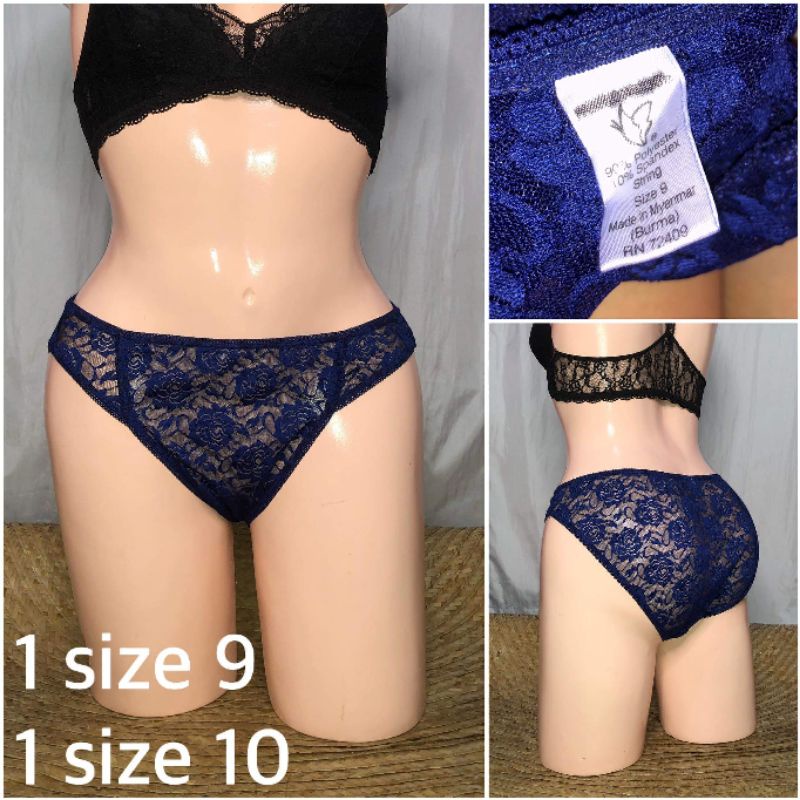 Blue lace hip hugger underwear Shopee Philippines