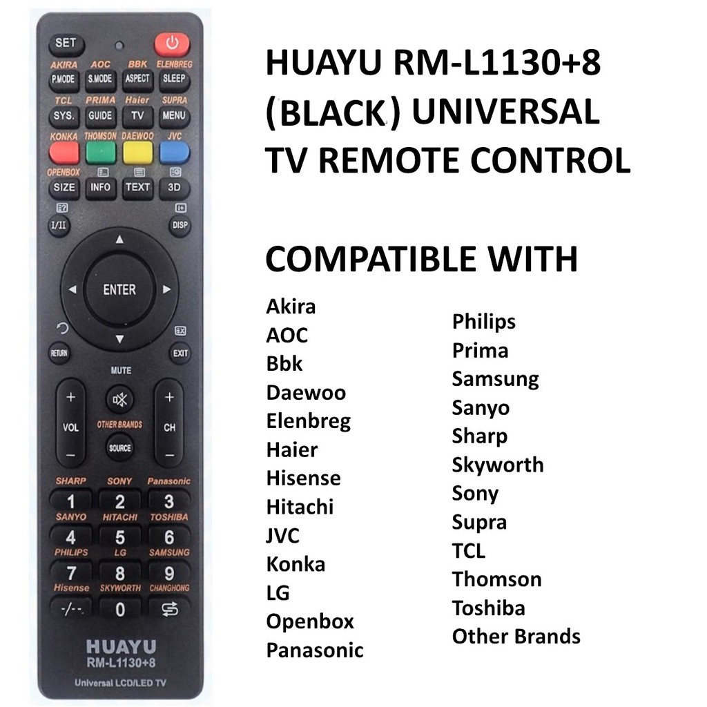 Huayu Rm L1130 8 Universal Tv Remote Control Shopee Philippines