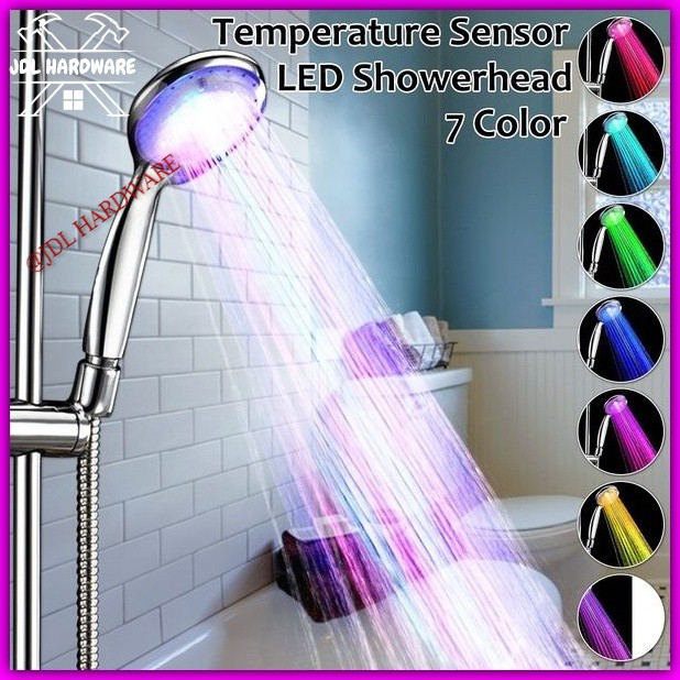 0003+0604 7 Colors LED Romantic Light Changing Shower Head (NO BATTERY NEEDED ) 1.5 Meters Hose