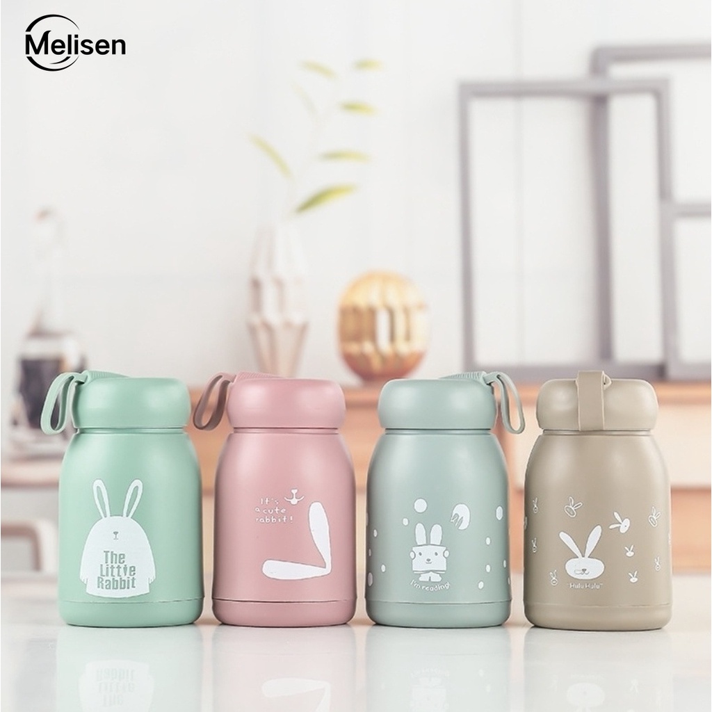 MELISEN Cute Rabbit Kids Glass Vacuum Cup Coffee Mug School Thermal