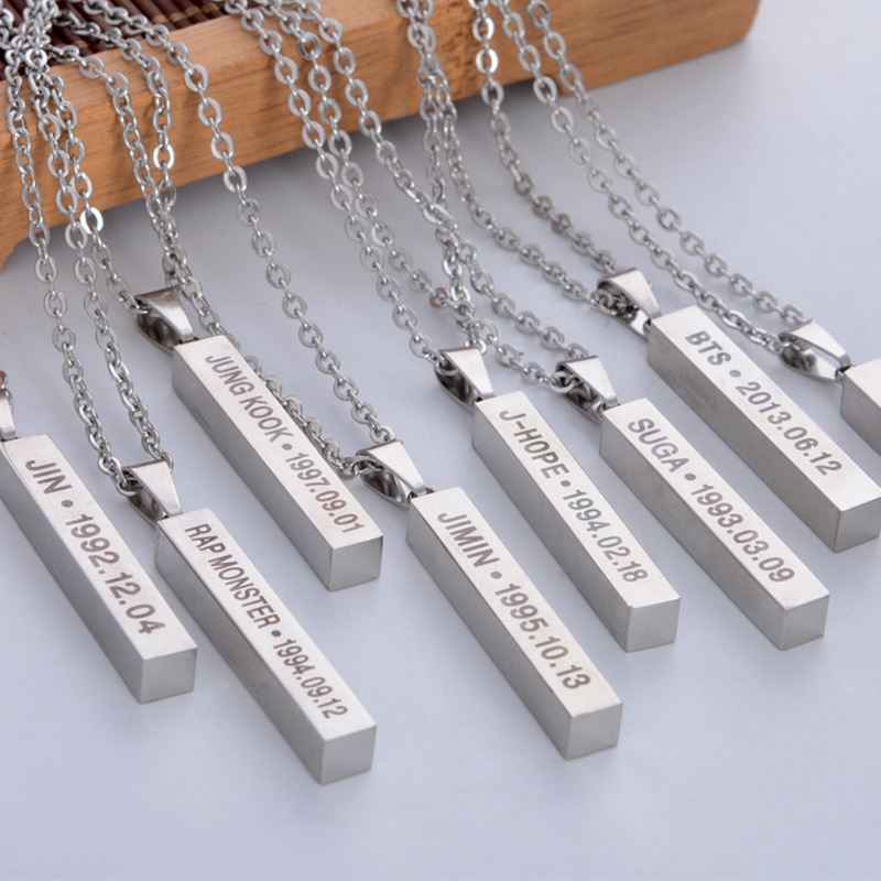 Korean Kpop BTS BT21 Bangtan Pendant Necklace SUGA JIMIN
