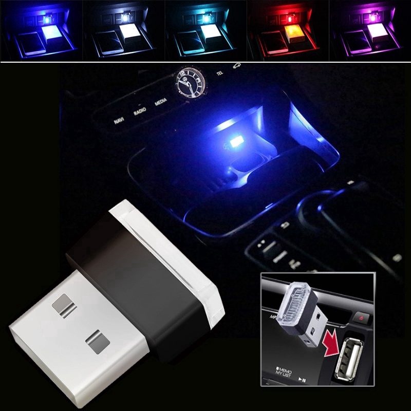 1PCS Ultra Blue USB Plug-In Miniature LED Car Interior Ambient Lighting Kit