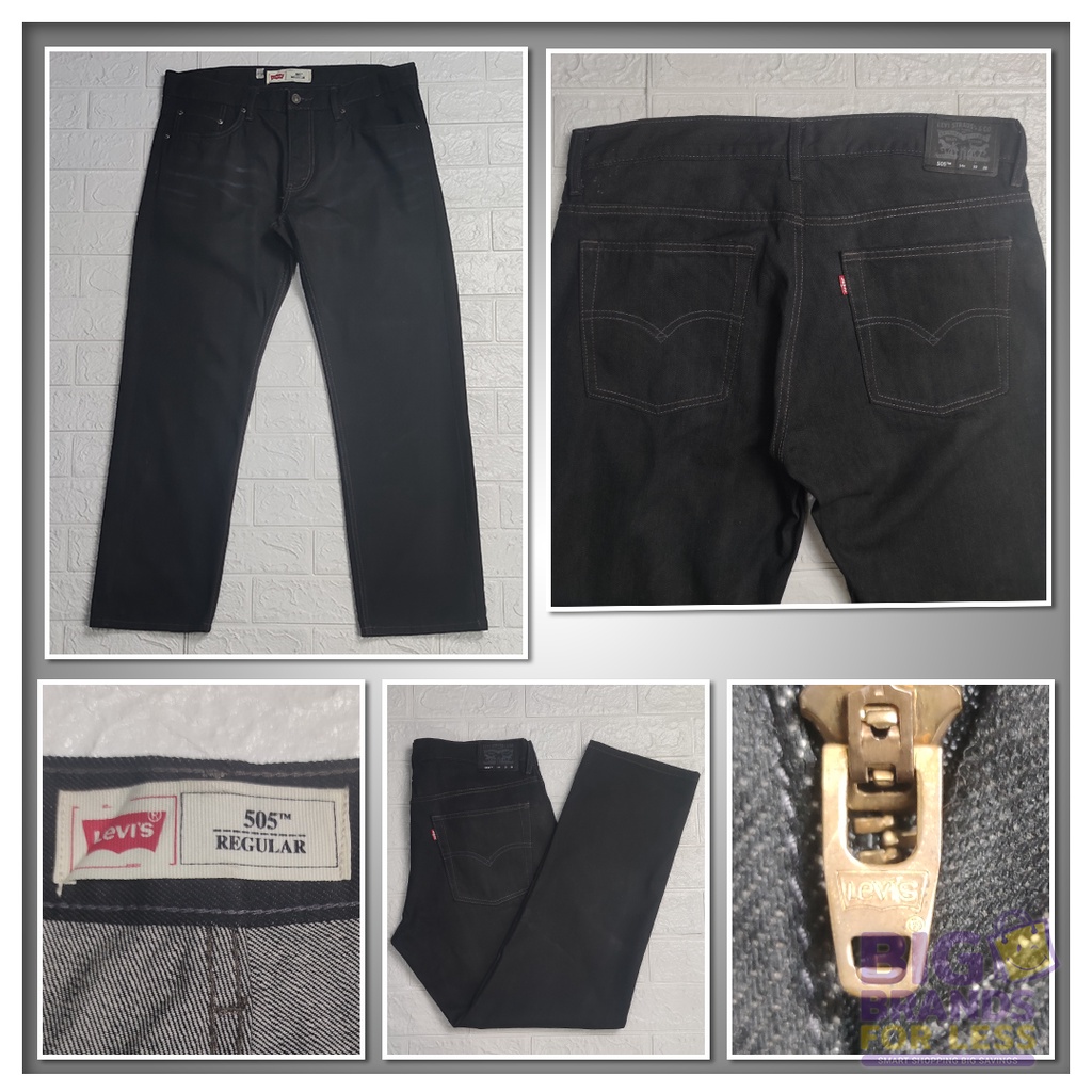 Levi'sⓇ 505 Men's Regular Fit Jeans - Black/Dark Wash -Size 33 on tag -  Actual Waistline:34/35 - US | Shopee Philippines
