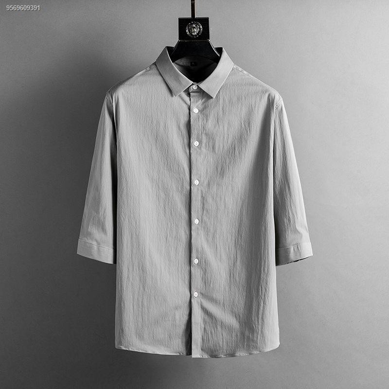 Threequarter sleeve shirt men s highend sense of ruffian handsome