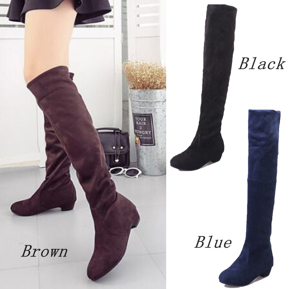 black knee high boots with small heel