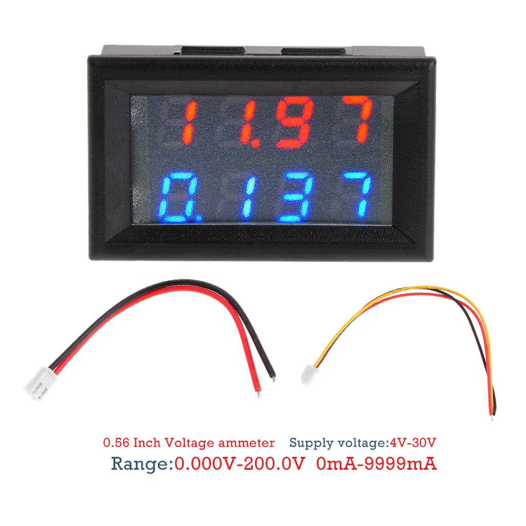 Mini Digital Dc Voltmeter Ammeter 4 Bit 5 Wires Dc 0v 10a Voltage Current Meter Power Supply Tester Red Blue Led Dual Display Dc 100v White Case Diy Tools Electrical