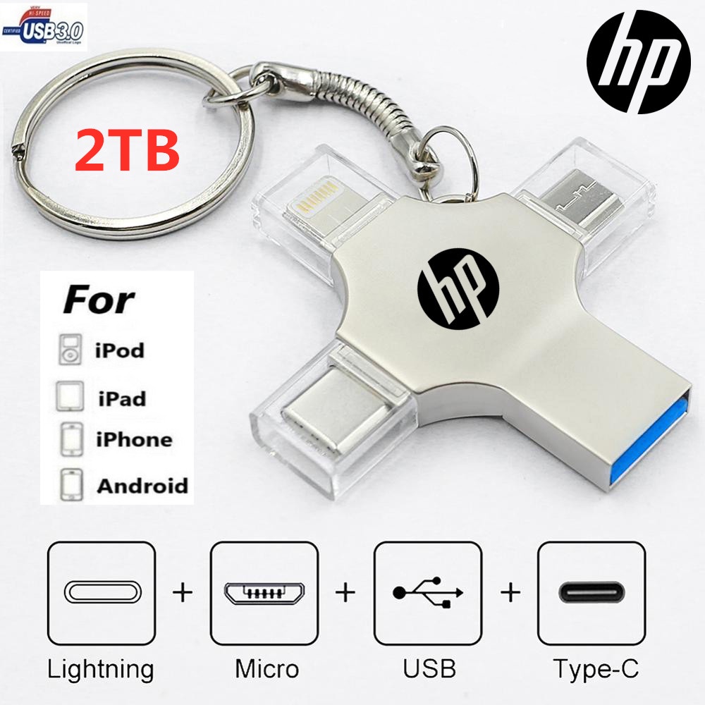 2TB 4in1 flash drive USB 3.0 Memory Stick OTG Pendrive Fast Speed TypeC For i/O/S/Tablet