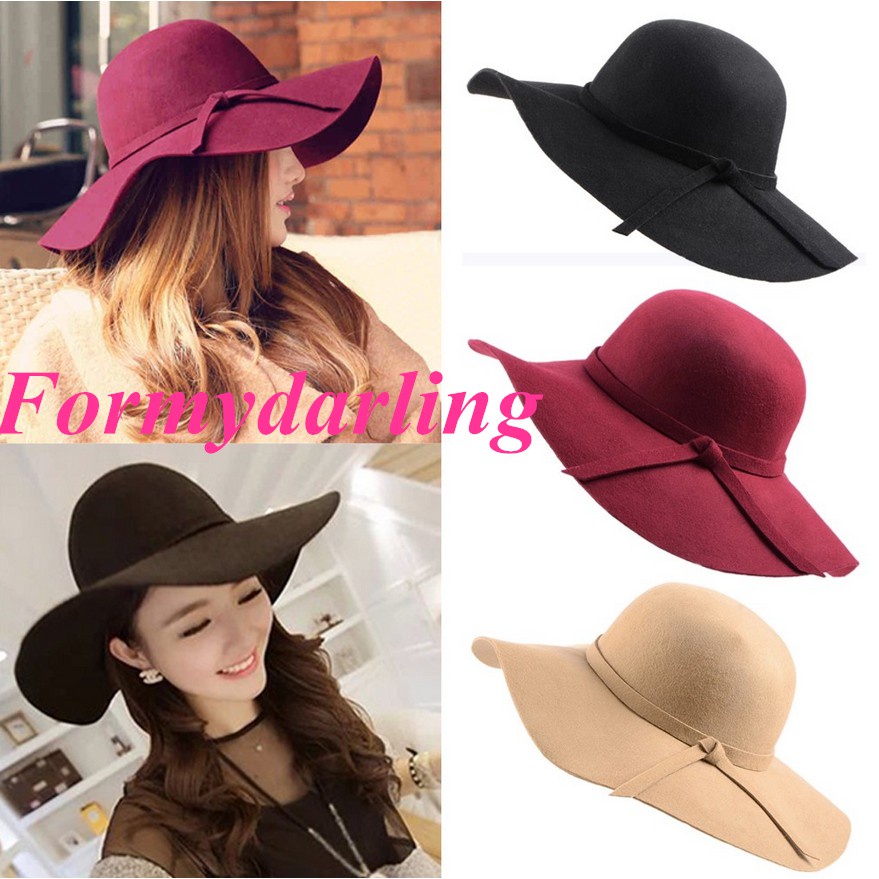⊙FMDWomen Wide Brim Fedora Bowler Cloche Hat Cap
