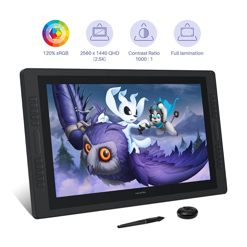 2020 Huion kamvas pro 24 graphic tablet monitor 23.8 inch 2k qhd pen ...