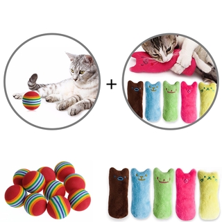 【RAZE】Cat Toy Ball and Teeth Grinding Catnip Toys SET Funny Interactive Plush Cat Toy Pet Kitten Chewing Vocal Toy Claws Thumb Bite Cat Mint for Cats Hot