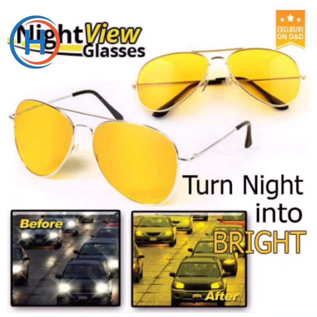 HEKKAW Night Vision Sunglasses Anti-Glare Night Eyewear Driving Glasses Retro Yellow View Lenses
