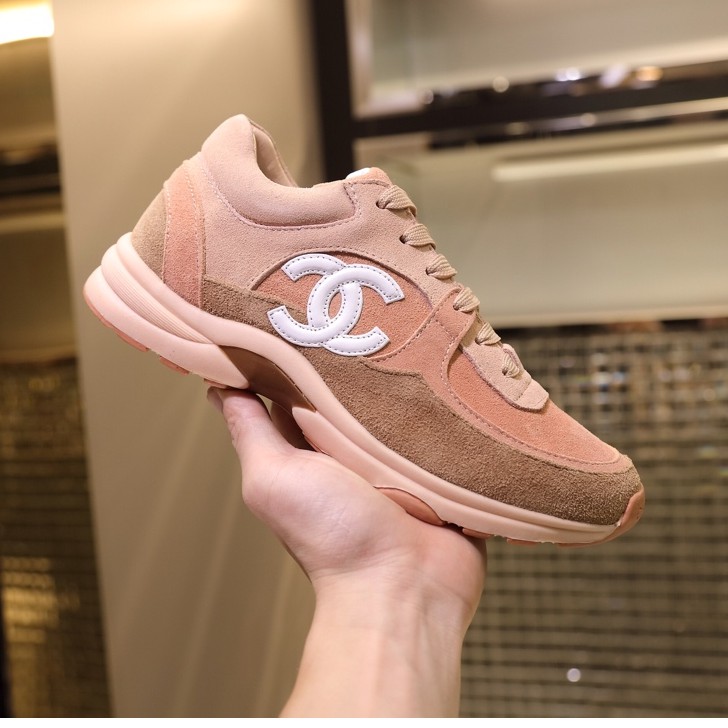 peach chanel sneakers