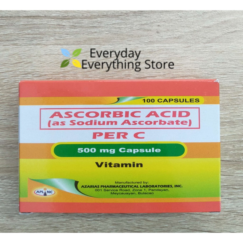 Ascorbic Acid as Sodium Ascorbate PER C, 500mg (100 Capsules) Shopee