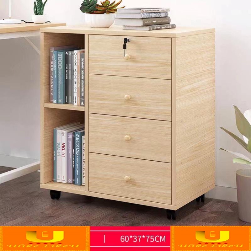Home Office File Cabinet With Lock, Locker Bookcase With Storage Drawers
