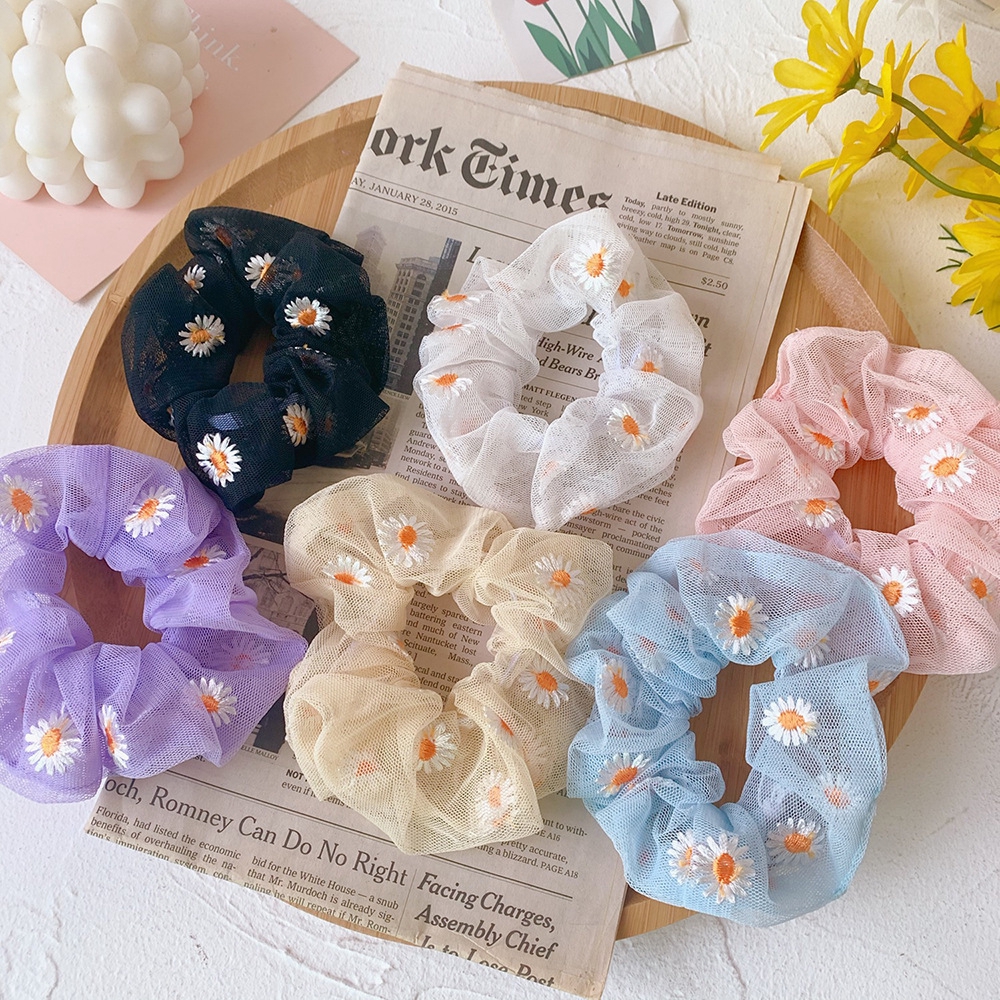 6PCS Scrunchies Fashion Korean Colorful Daisy Gauze Hair Band Elastic Hair  Tie Flower Hair Ring Women Girls Hair Accessories | Shopee Philippines