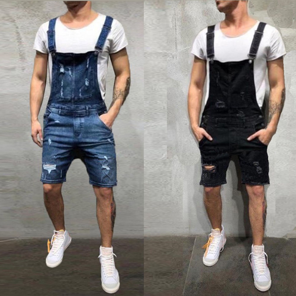 mens ripped denim overalls