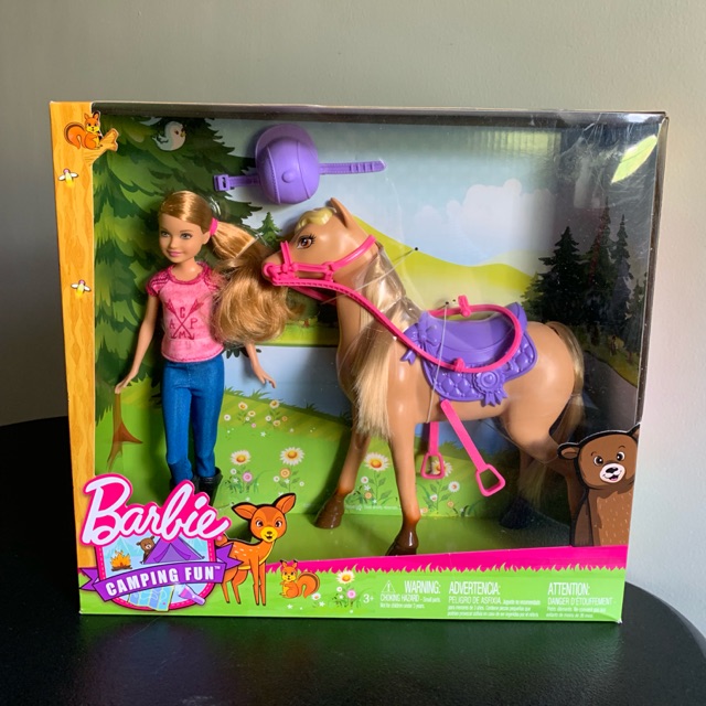 Barbie camping fun stacie doll hot sale horse set