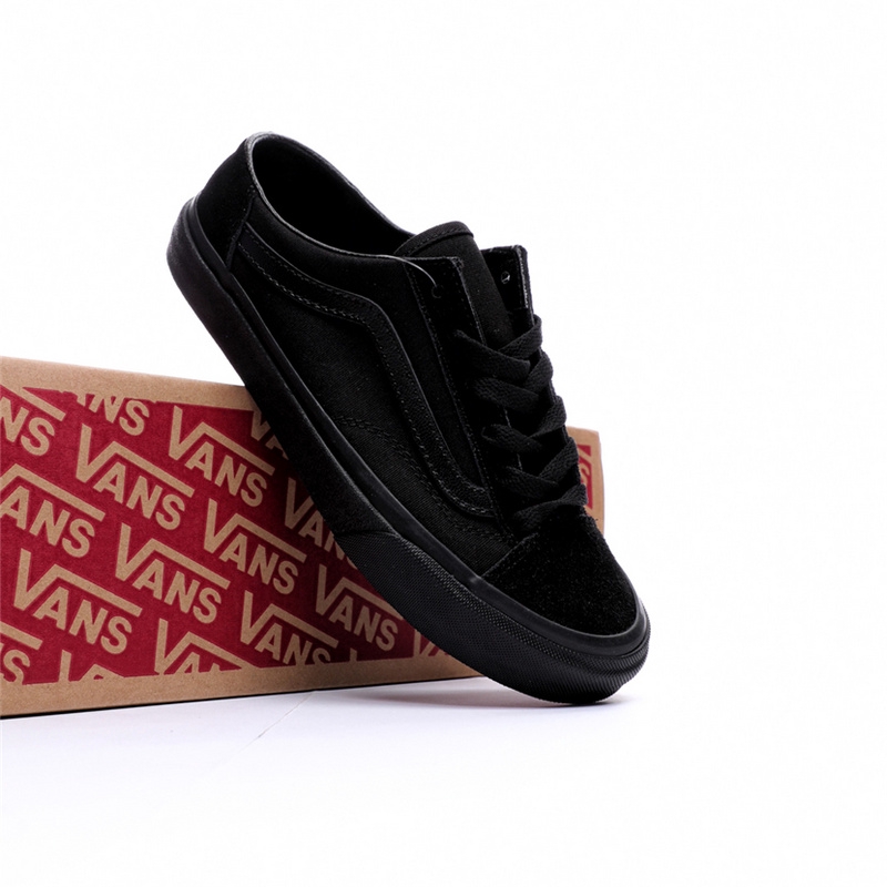 vans black leather shoes