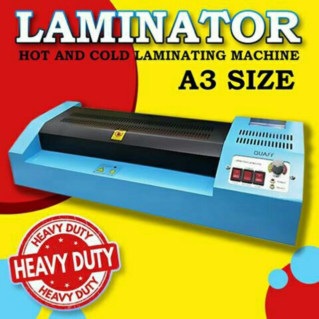 Quaff Laminator A3 Blue Color Plus Free Laminating Film 65x95mm 125mic