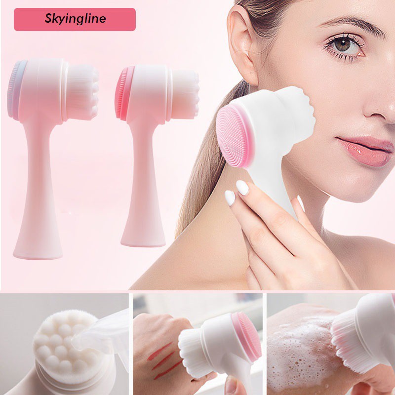 Facial Cleanser Face Brush Double Side Silicone Brush 3d Face Clean Skin Care Tool Massage Face