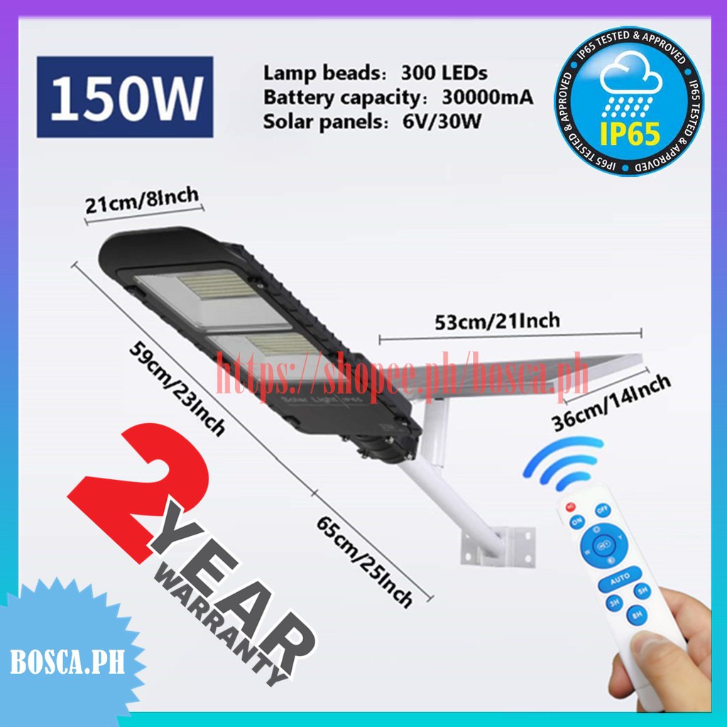 BOSCA 2 Year Warranty Nl Solar Street Light Outdoor With Pole Remote Battery Display