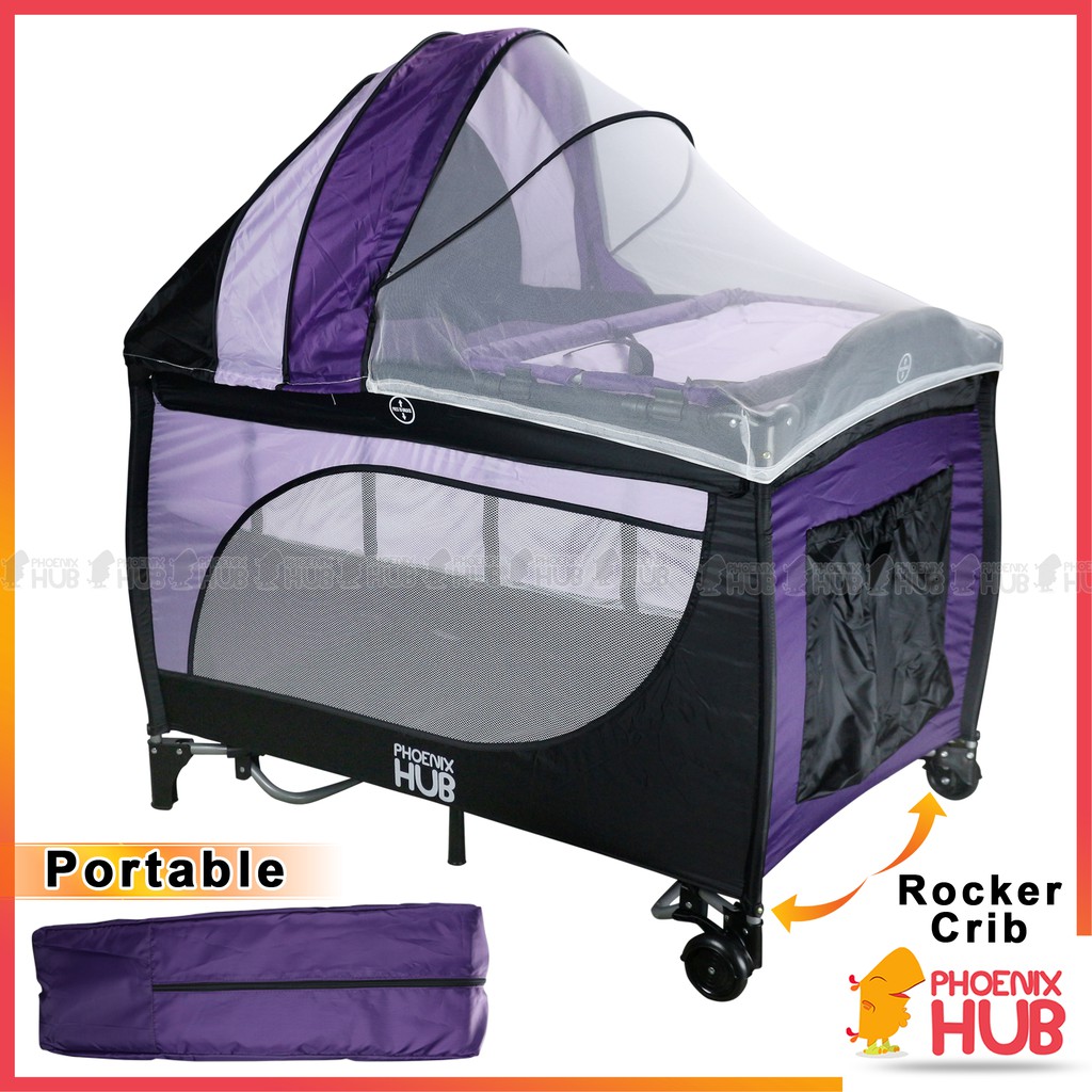 Ph Eb 8070 Baby Crib Rocker Playpen Crib With Mosquito Net And