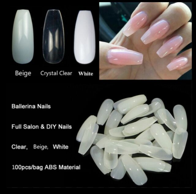 100pcs Ballerina Coffin Fake Nails Art Tips Artificial Diy Kit Free Nail Glue 2g Shopee Philippines