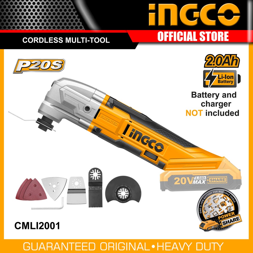 Ingco CMLI2001 20V LithiumIon Cordless Oscillating MultiTool