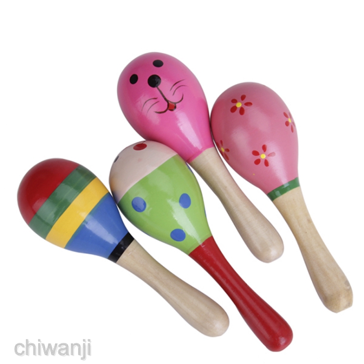 Random Colors Mini Wooden Fiesta/Ball Musical Instruments Maracas-12pcs 