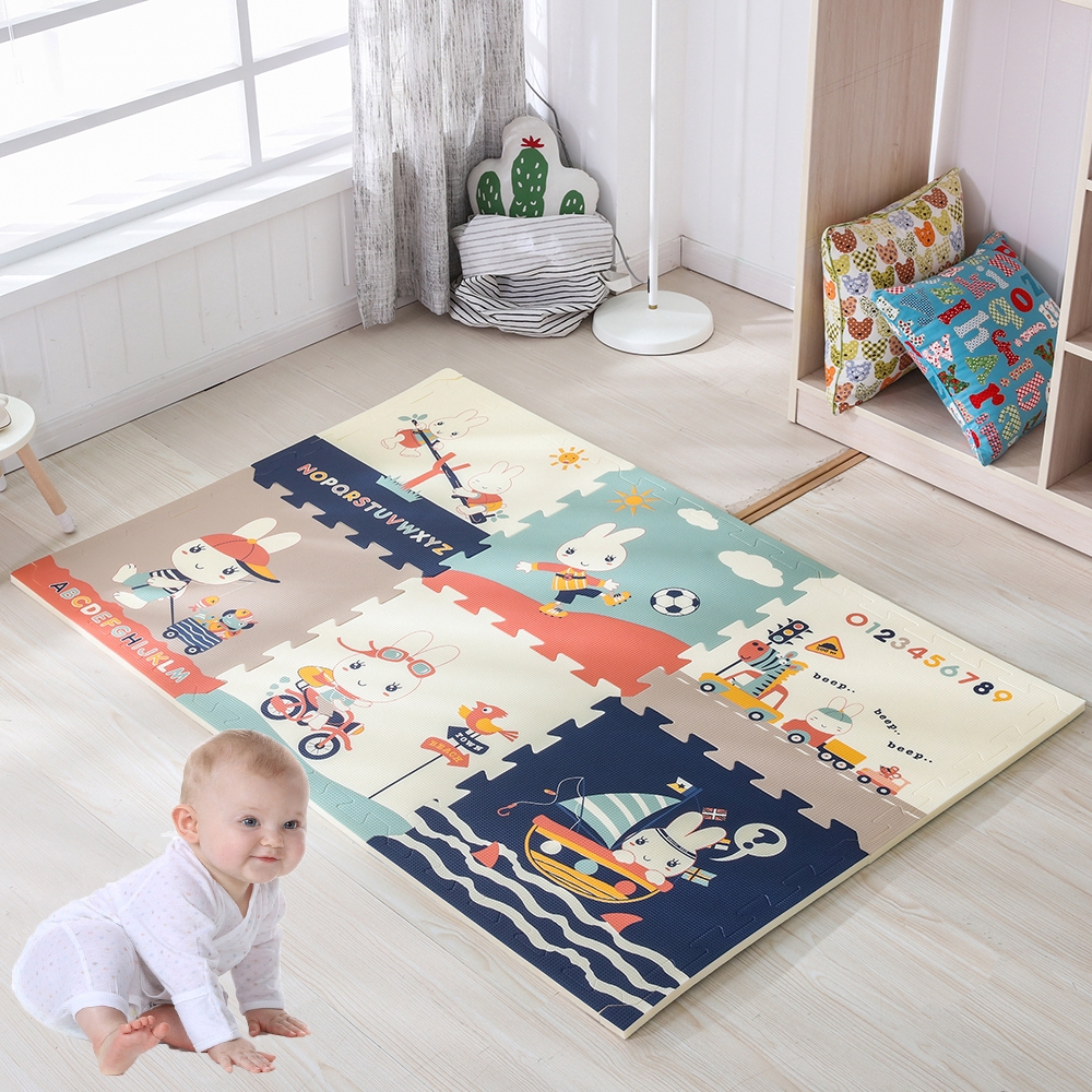 Black Olive Eva Interlocking Soft Foam Kids Baby Activity Play Mat Set Tile 60cm 