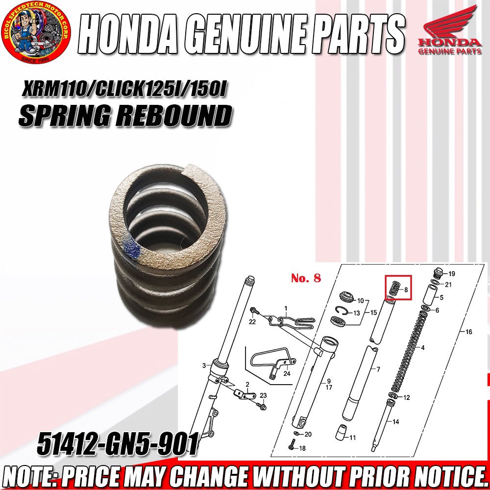 XRM110/CLICK125I/150I/BEATFI V2/WAVE110/RS150 SPRING REBOUND FORK (HPI